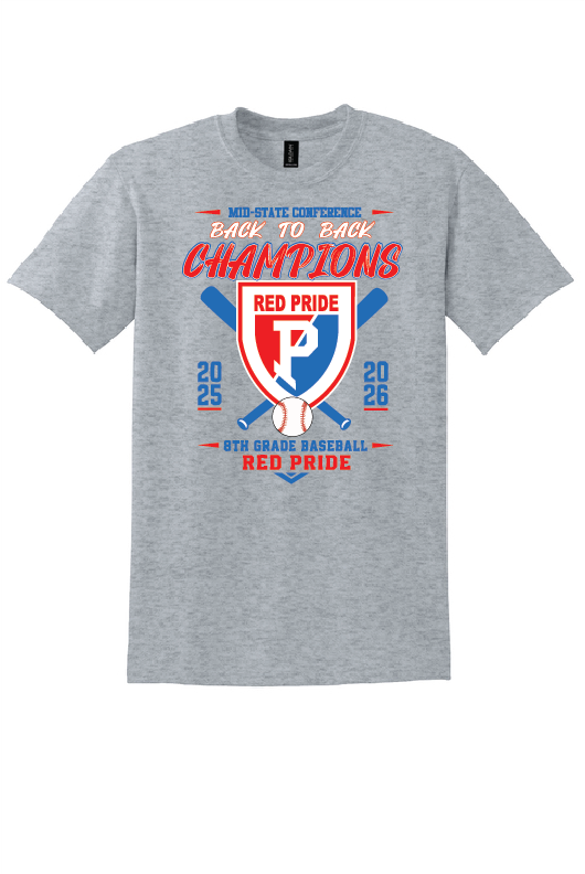 PCMS Baseball 8th Grade Mid-State Champs 50/50 TShirt