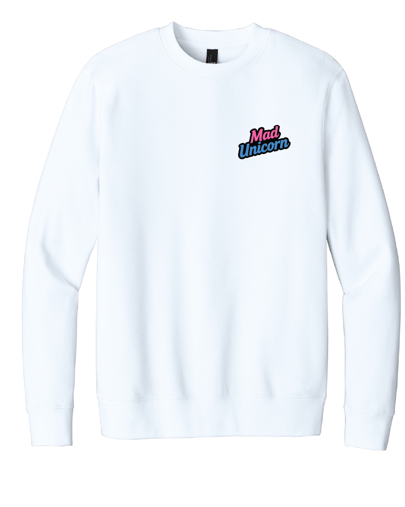 Mad Unicorn Left Chest Eat Sleep Defense Back Crew Neck
