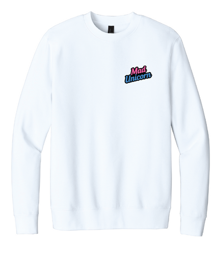 Mad Unicorn Left Chest Eat Sleep Defense Back Crew Neck