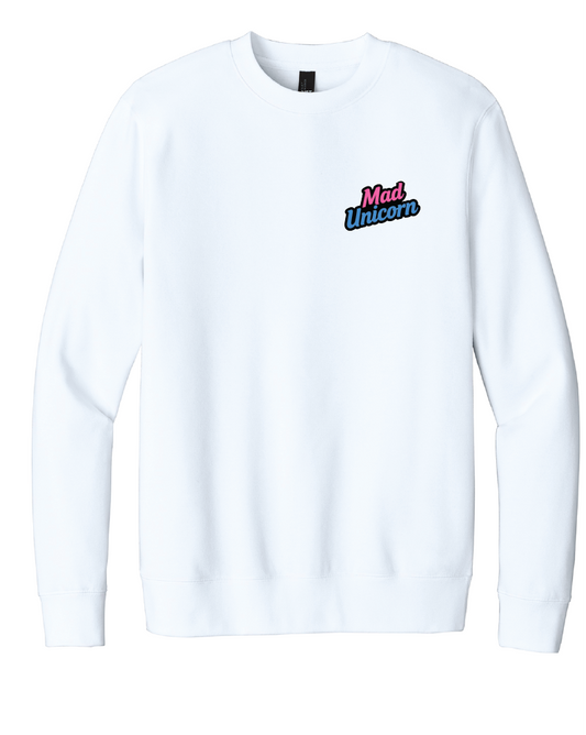 Mad Unicorn Left Chest Eat Sleep Defense Back Crew Neck