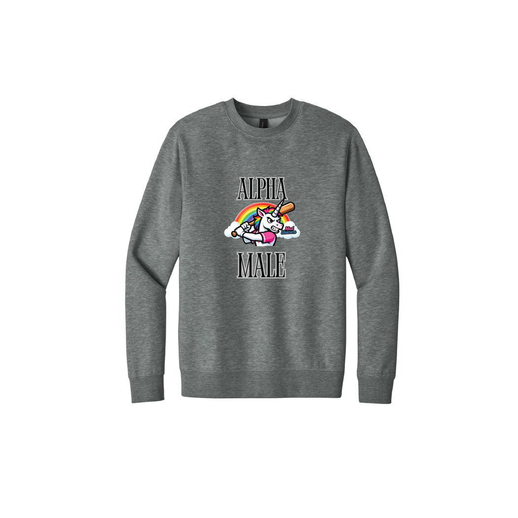 Mad Unicorn Alpha Male (Pissed and Magical Back) Crew Neck Fleece
