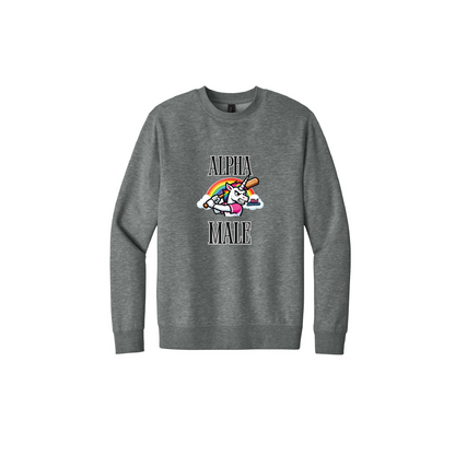 Mad Unicorn Alpha Male (Pissed and Magical Back) Crew Neck Fleece