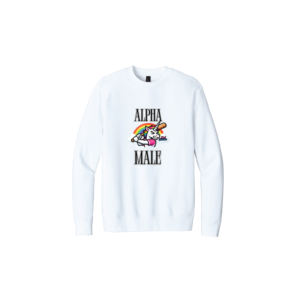 Mad Unicorn Alpha Male (Pissed and Magical Back) Crew Neck Fleece