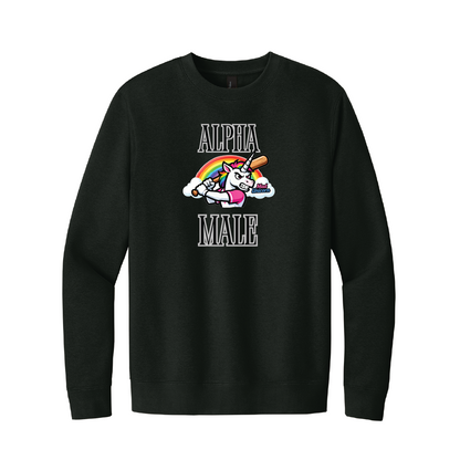 Mad Unicorn Alpha Male (Pissed and Magical Back) Crew Neck Fleece